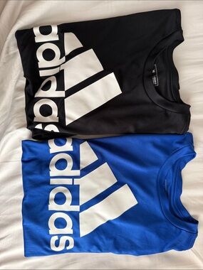 adidas Kids Short-Sleeve Logo Tees in Black and Royal Blue